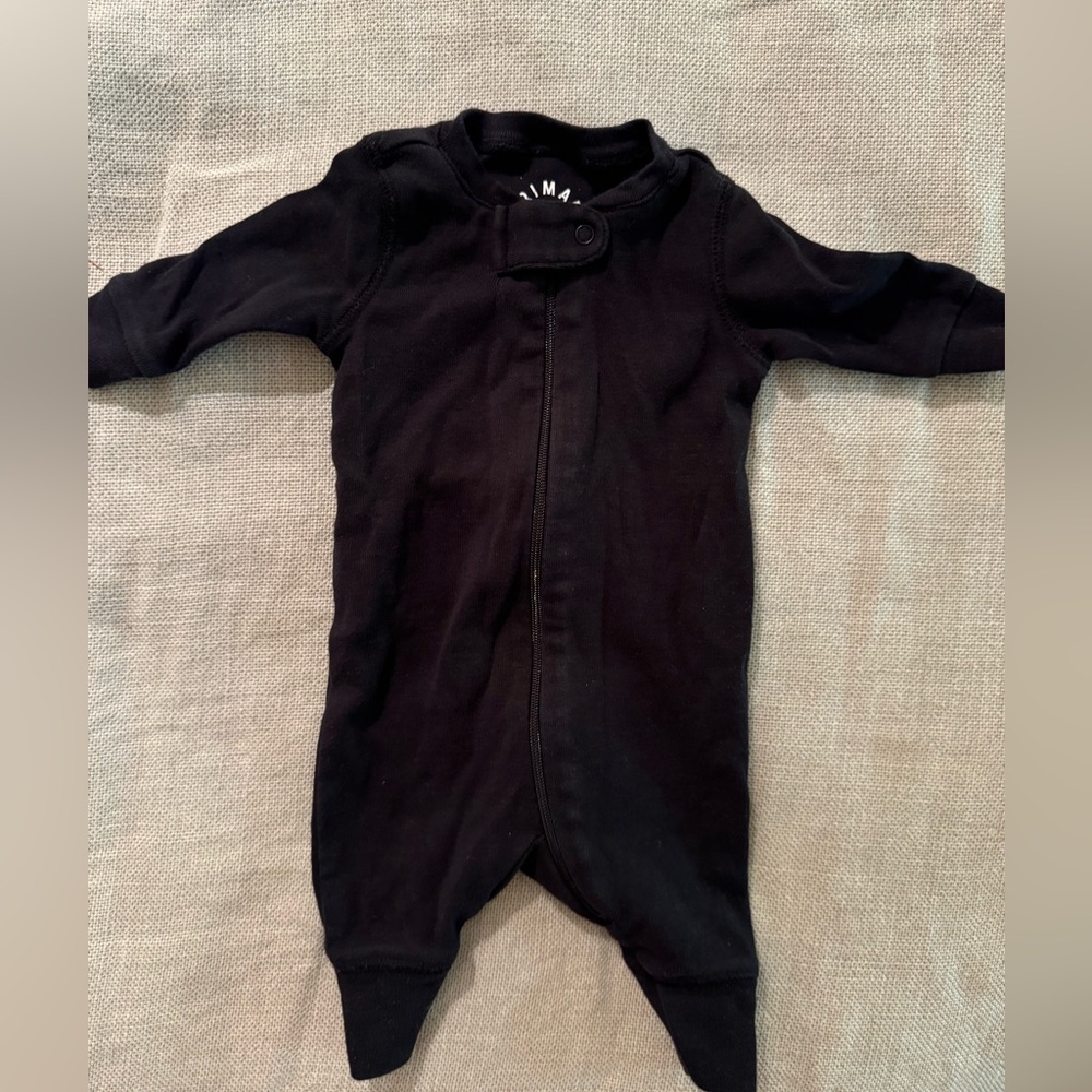 Primary Black Kids One Piece Footies x2